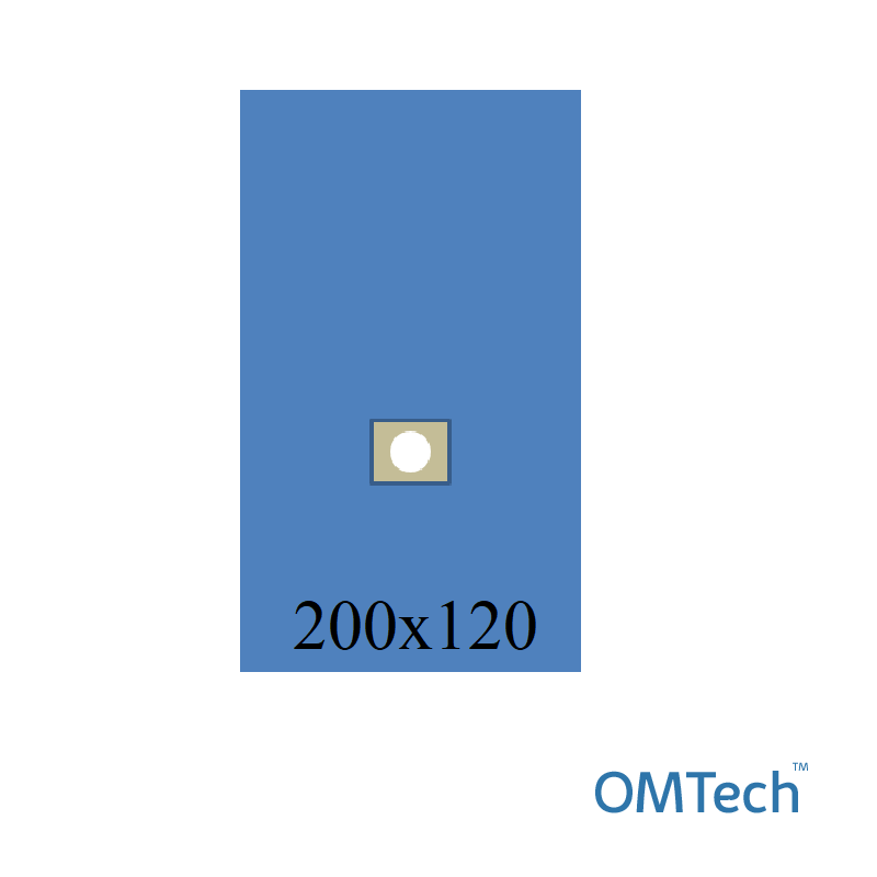 Покриття операційне OMTech™ для герніотомії (дитяче) №2 200см х120см з адгезивним операційним полем 10см х 10см (СМС - 35 г/м2), стерильне